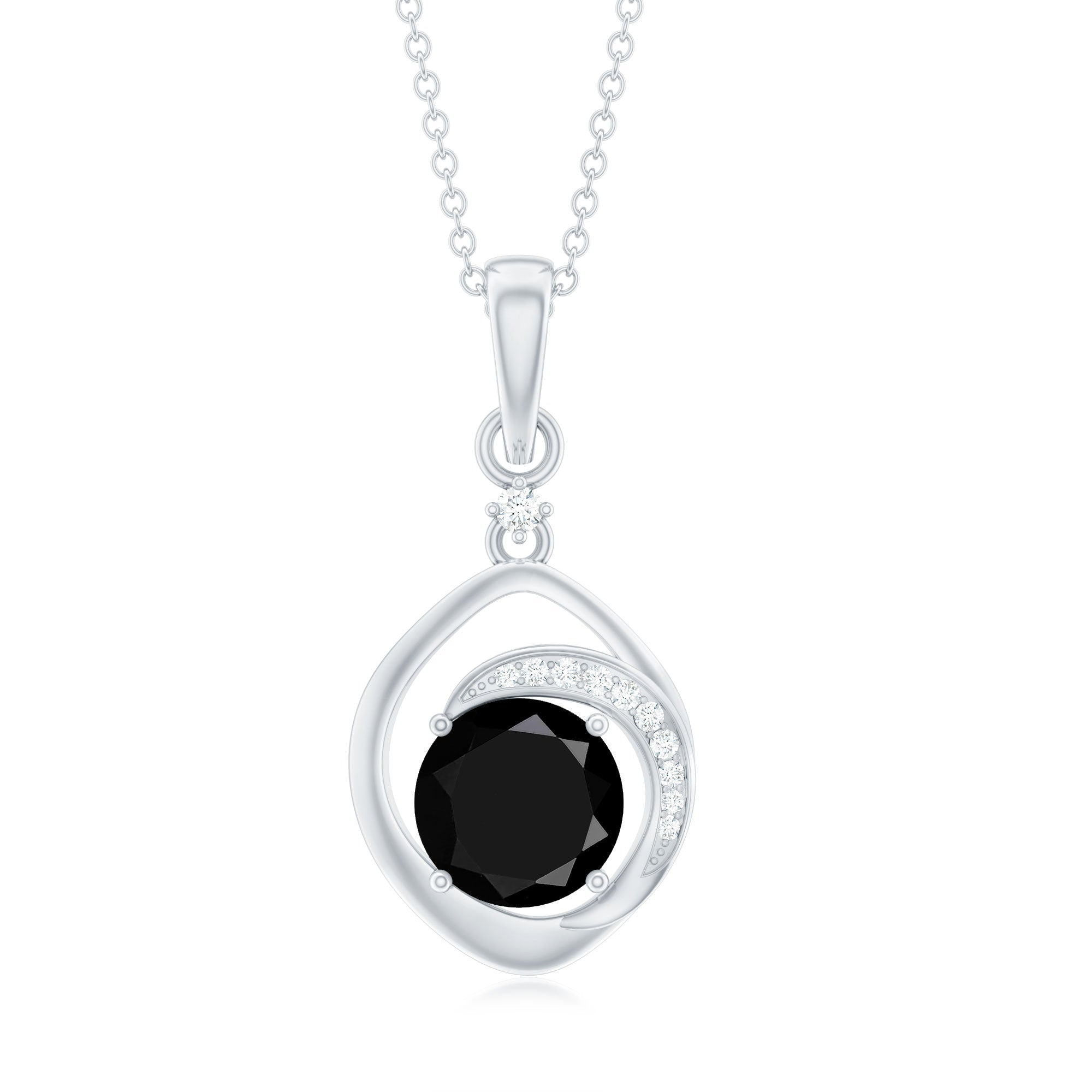 Certified 2 Carat Lab Grown Black and White Diamond Drop Necklace