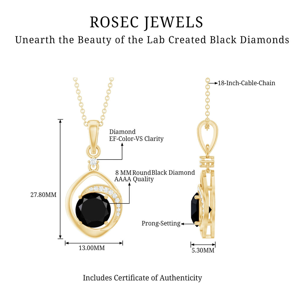Certified 2 Carat Lab Grown Black and White Diamond Drop Necklace