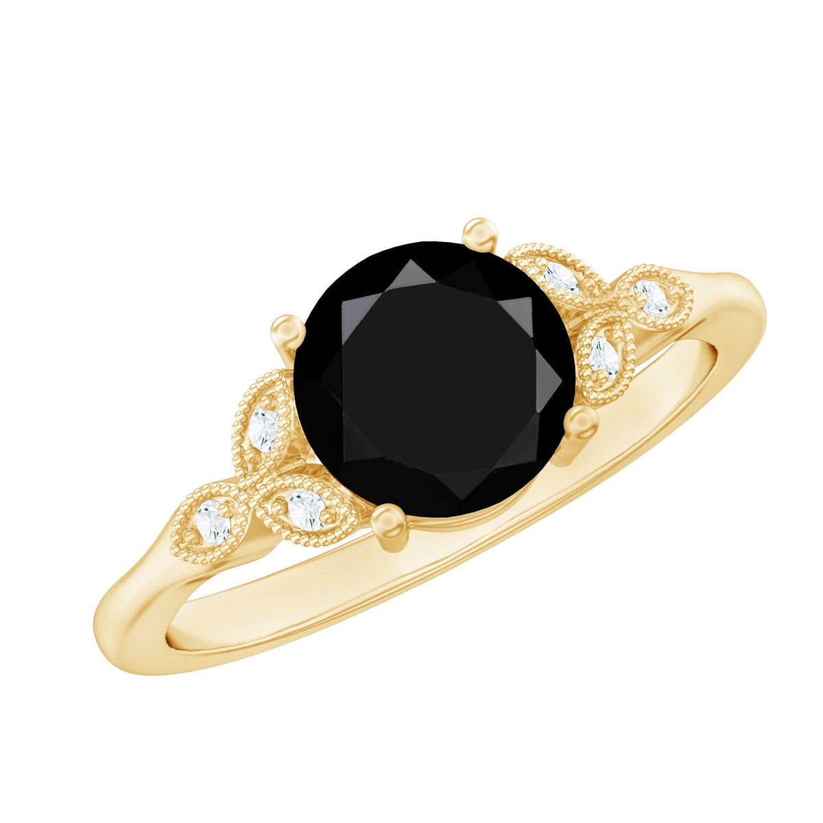 Certified 2 Carat Lab Grown Black Diamond Solitaire Engagement Ring with White Diamond