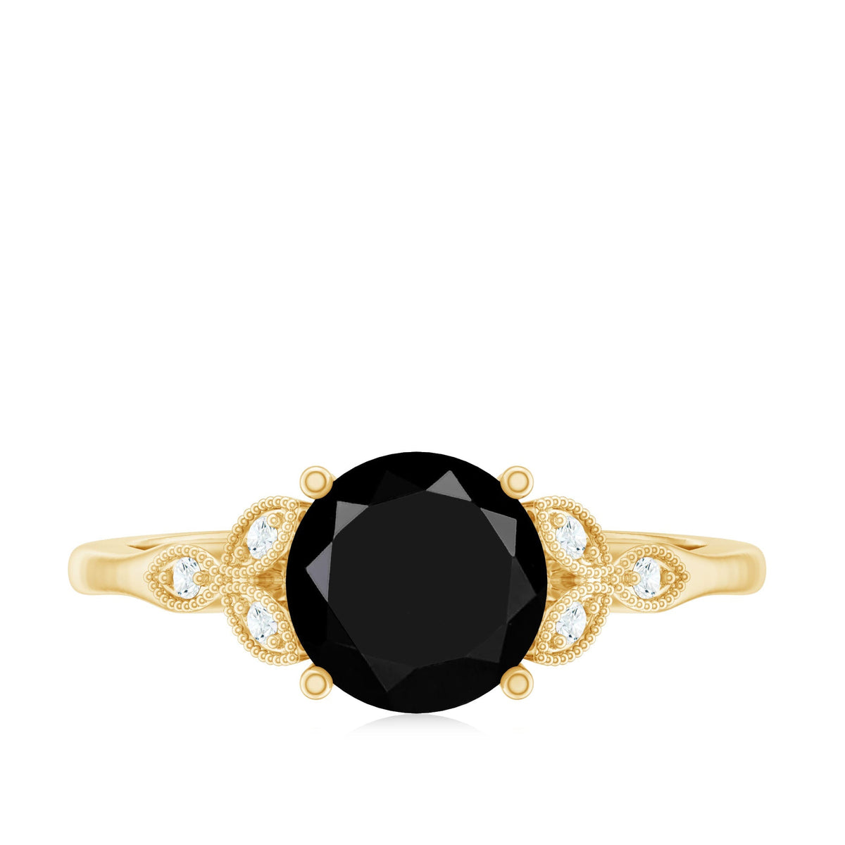 Certified 2 Carat Lab Grown Black Diamond Solitaire Engagement Ring with White Diamond