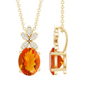Certified 2.2 Carat Fire Opal Pendant Necklace with Diamond Flower