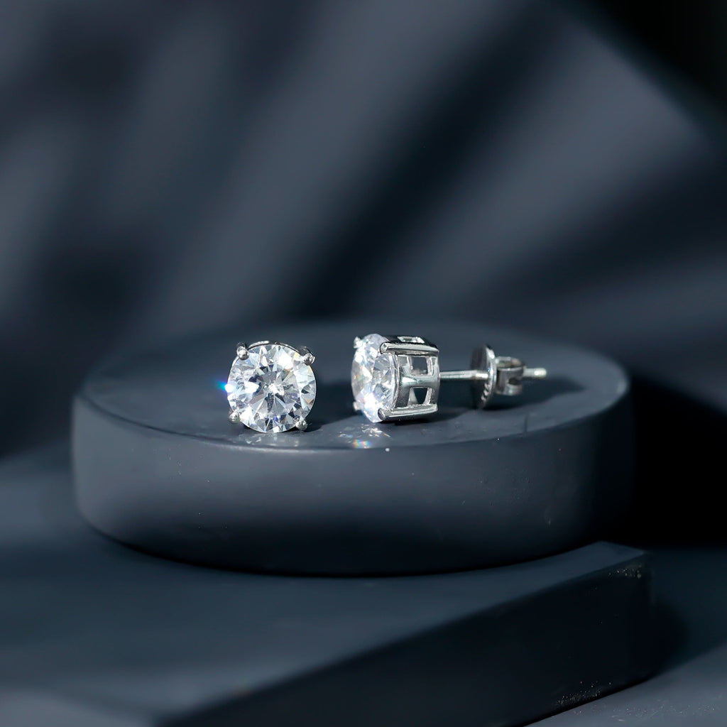 Certified 2.7 Carat Cubic Zirconia Stud Earrings with Screw Back