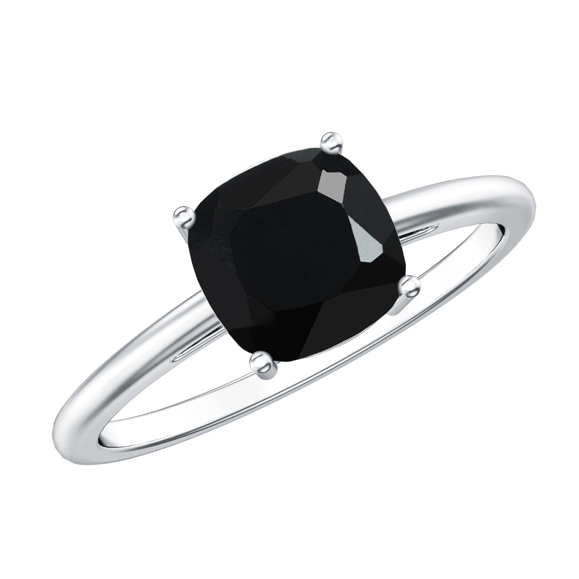 Certified 2.8 Carat Lab Grown Black Diamond Cushion Cut Engagement Ring