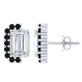 Certified 3.4 Carat Moissanite Stud Earrings with Lab Grown Black Diamond
