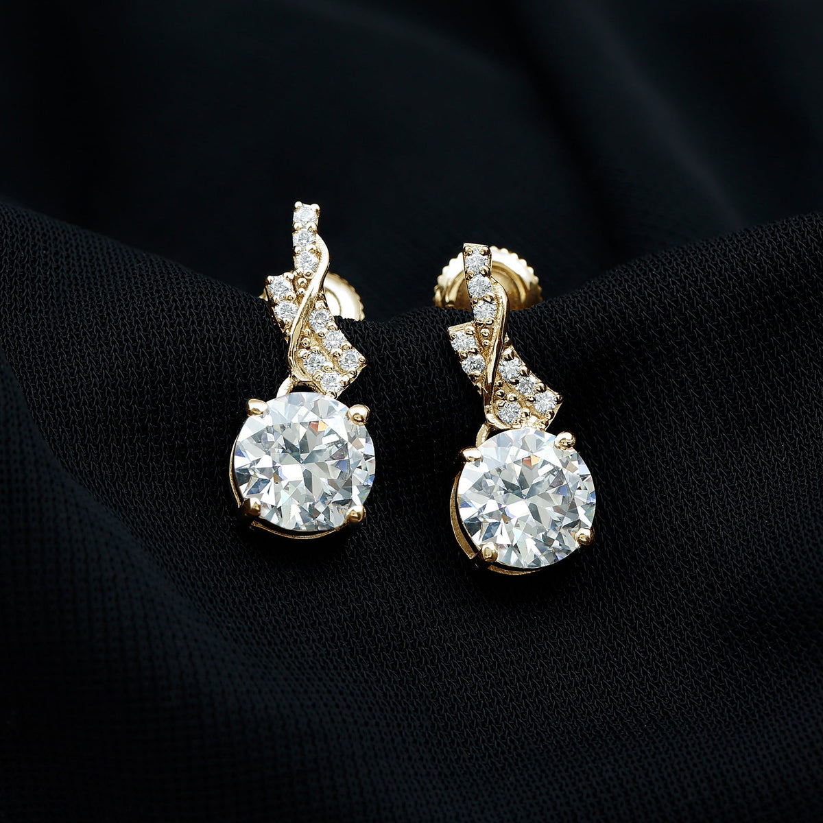 Certified 4 Carat Round Lab Diamond Designer Drop Earrings