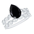 Certified 4.8 Carat Lab Grown Black Diamond Engagement Ring with Wedding Band