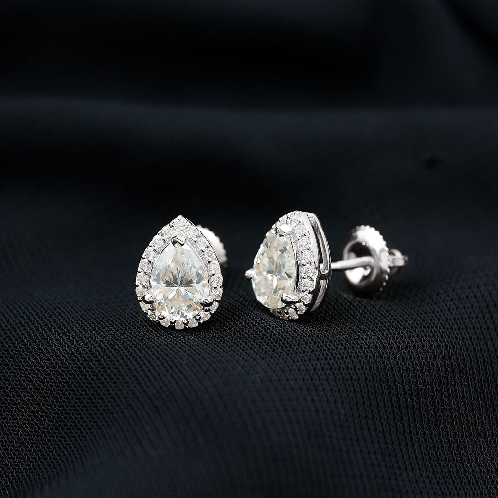 Certified 5X7 MM Cubic Zirconia Halo Stud Earrings