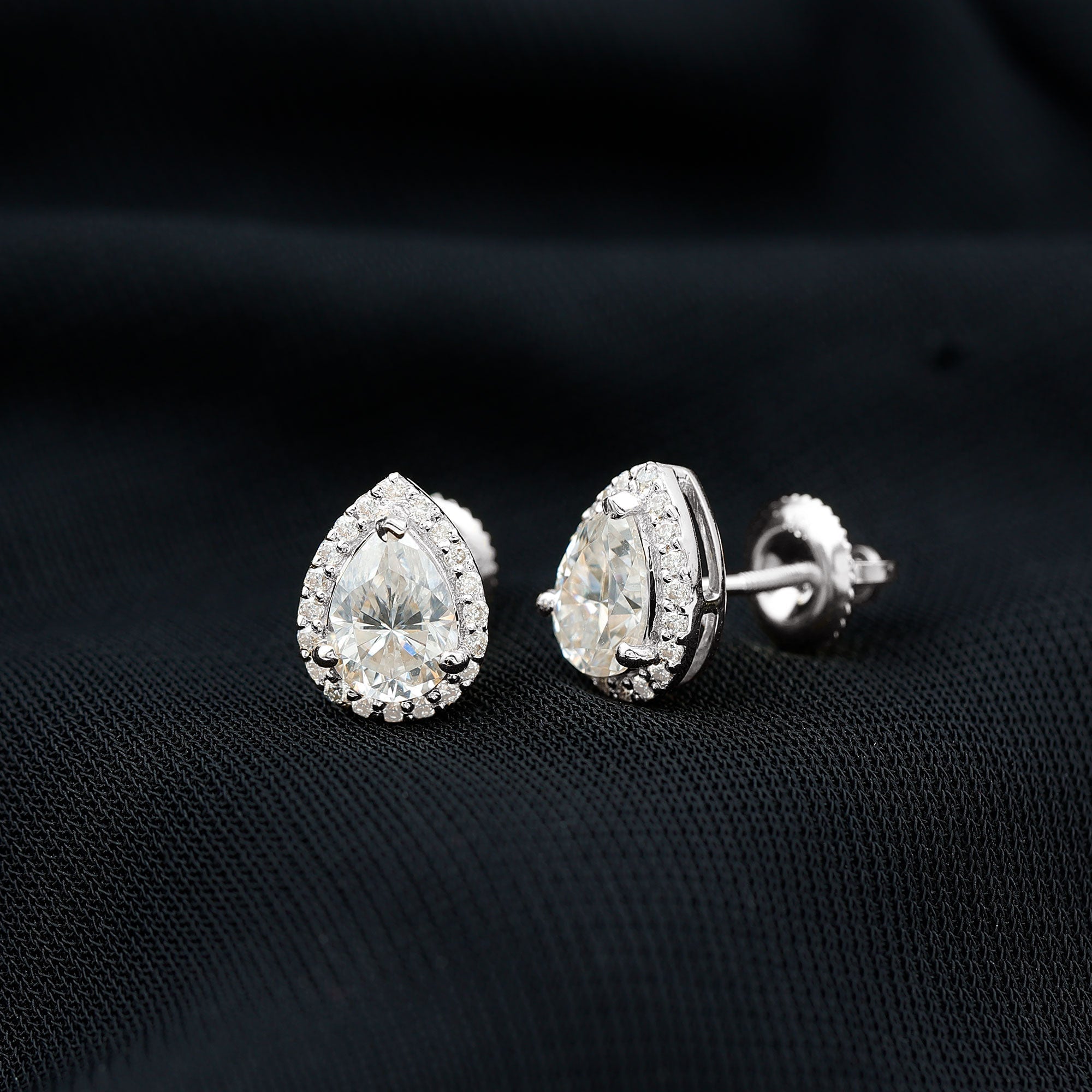 Certified 5X7 MM Cubic Zirconia Halo Stud Earrings