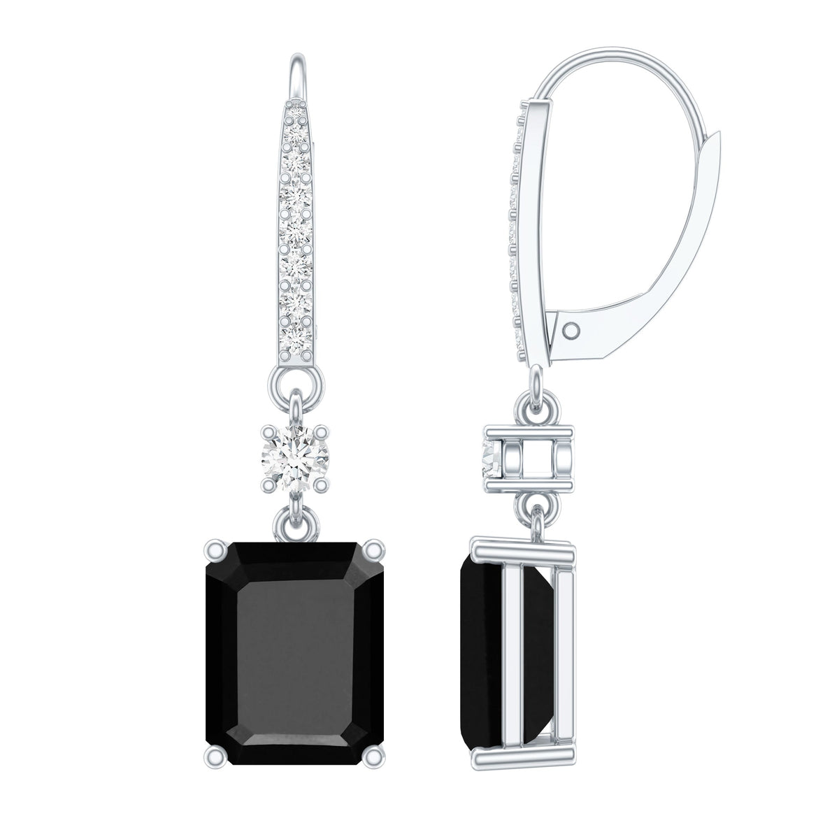 Certified 6 Carat Lab Grown Black Diamond Dangling Earrings