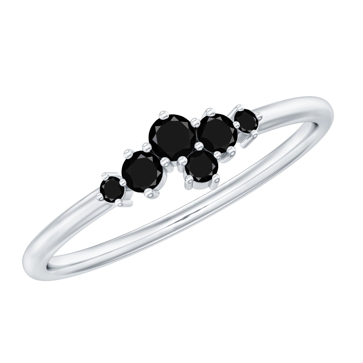 Certified Black Onyx Cluster Promise Ring for Her
