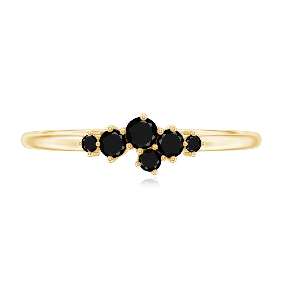 Certified Black Onyx Cluster Promise Ring for Her