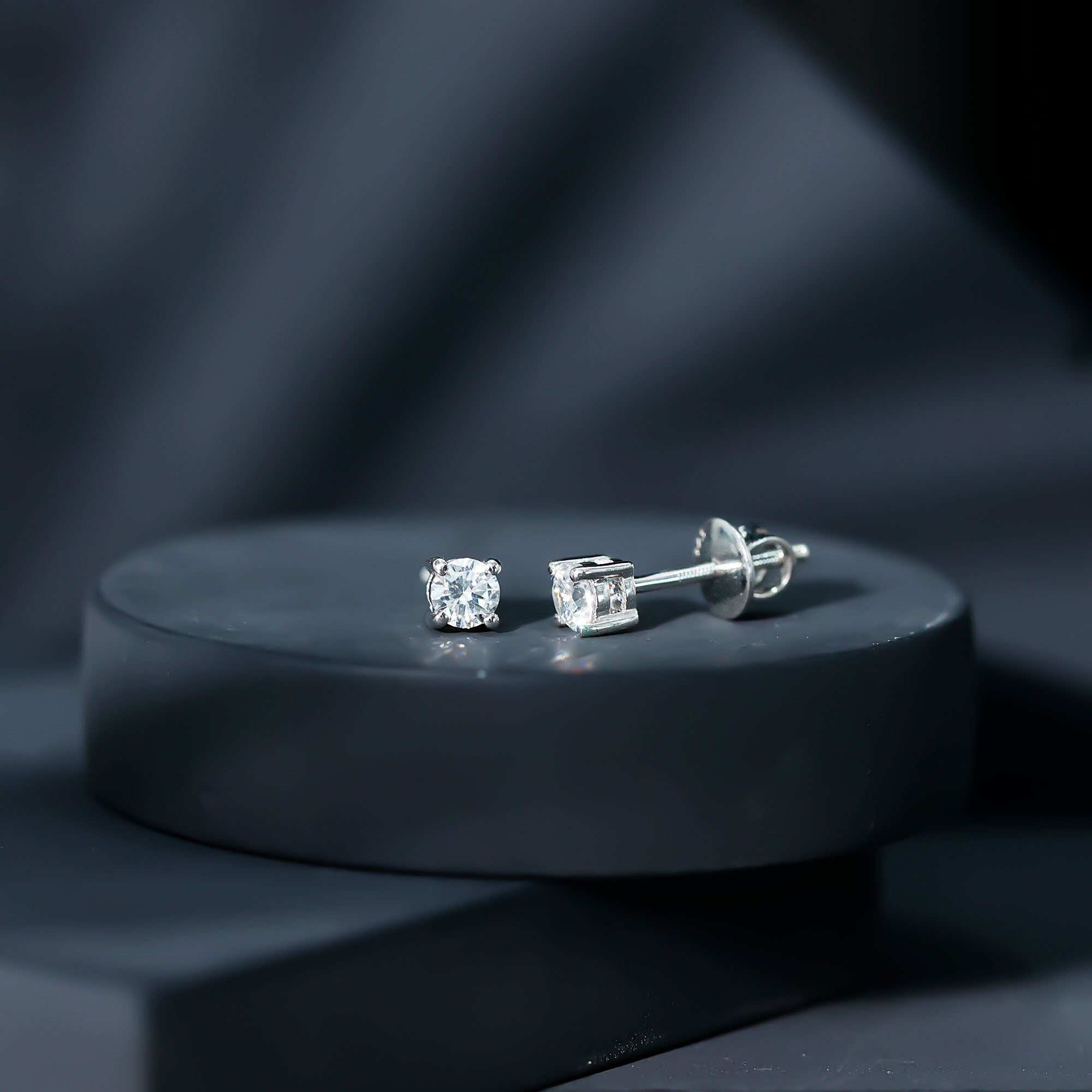 Certified Cubic Zirconia Half Carat Stud Earrings with Screw Back