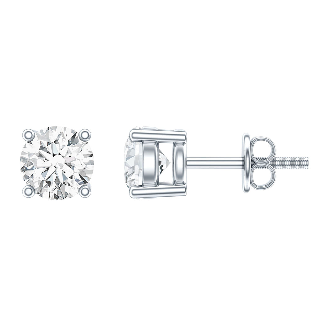 Certified Cubic Zirconia Half Carat Stud Earrings with Screw Back