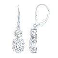 Certified Cubic Zirconia Hoop Drop Earrings with Lever Back