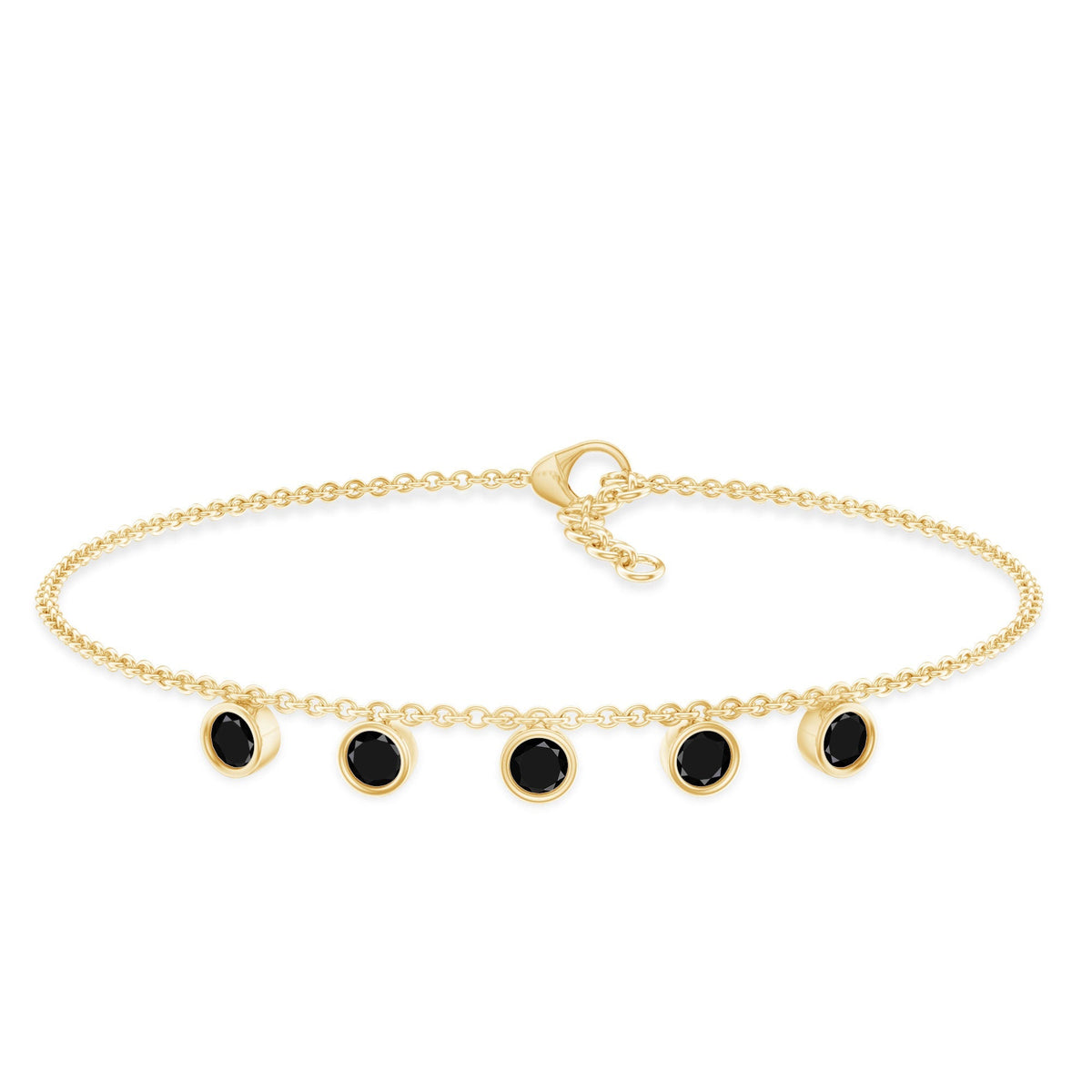 Certified Five Stone Black Onyx Charm Bracelet for Women