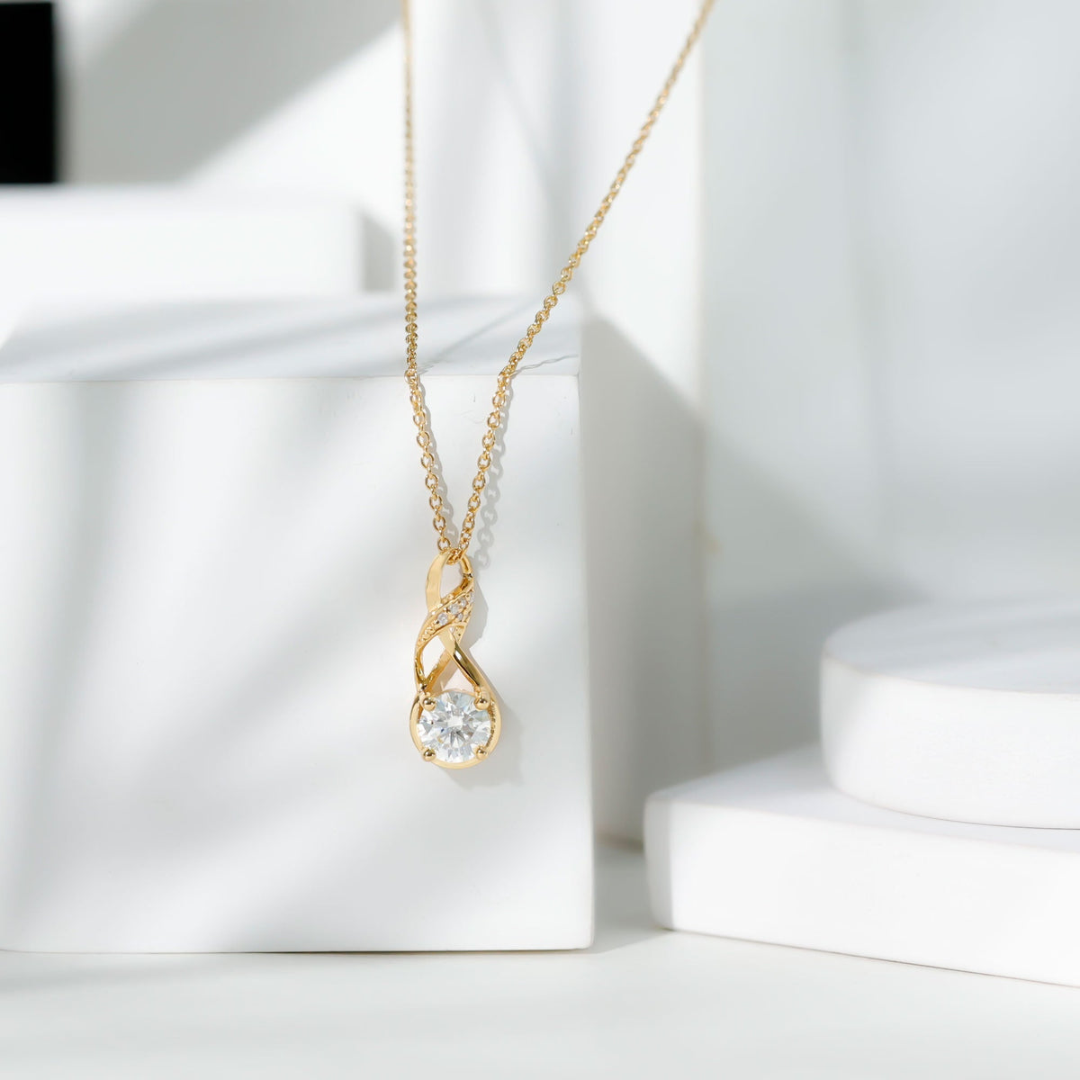 Certified Lab 0.9 Carat Round Diamond Infinity Pendant Necklace