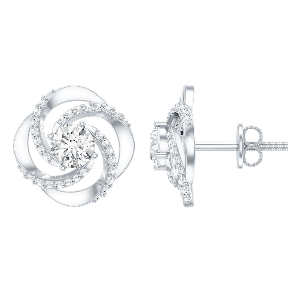 Certified Lab 0.9 Carat Round Diamond Swirl Stud Earrings