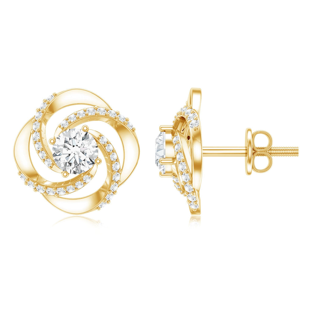 Certified Lab 0.9 Carat Round Diamond Swirl Stud Earrings