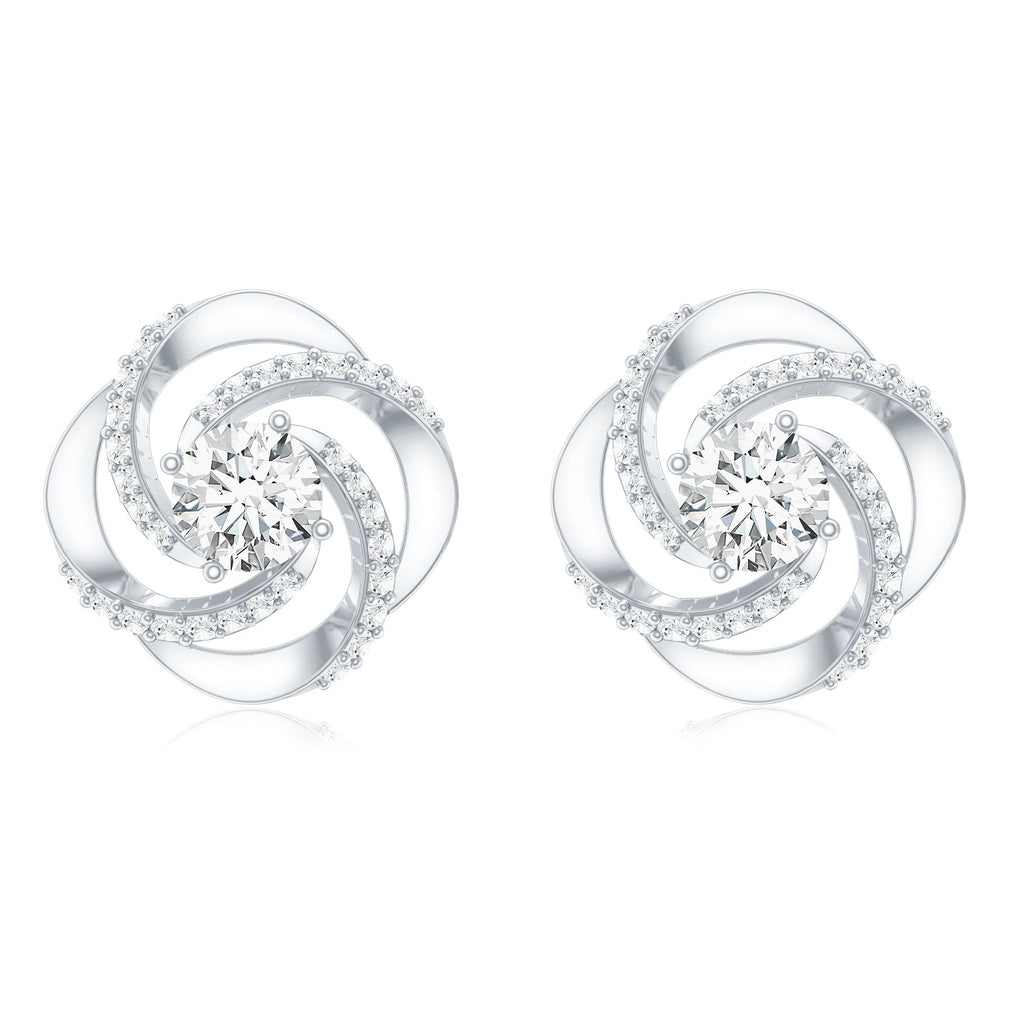 Certified Lab 0.9 Carat Round Diamond Swirl Stud Earrings