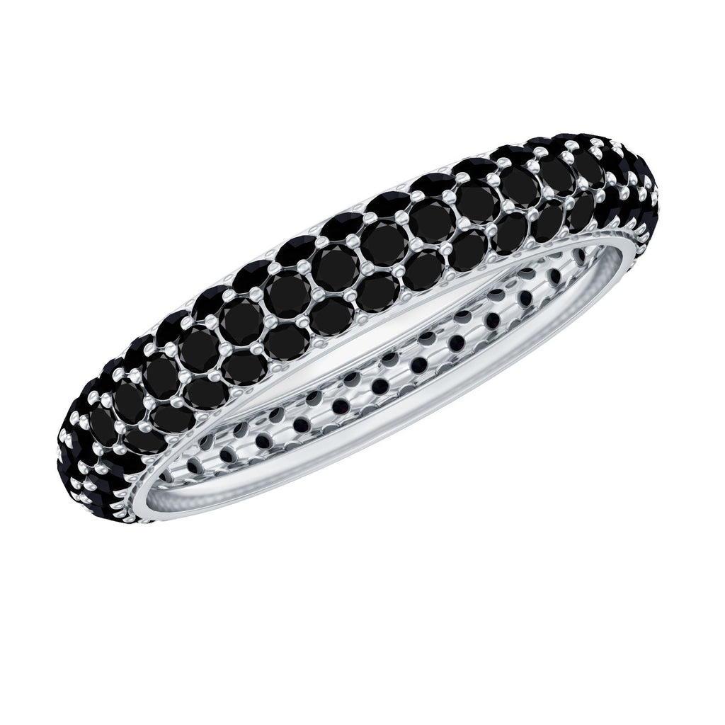 Certified Lab Grown Black Diamond 3 Row Eternity Band Ring