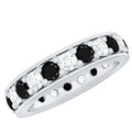 Certified Lab Grown Black Diamond Eternity Ring with Moissanite