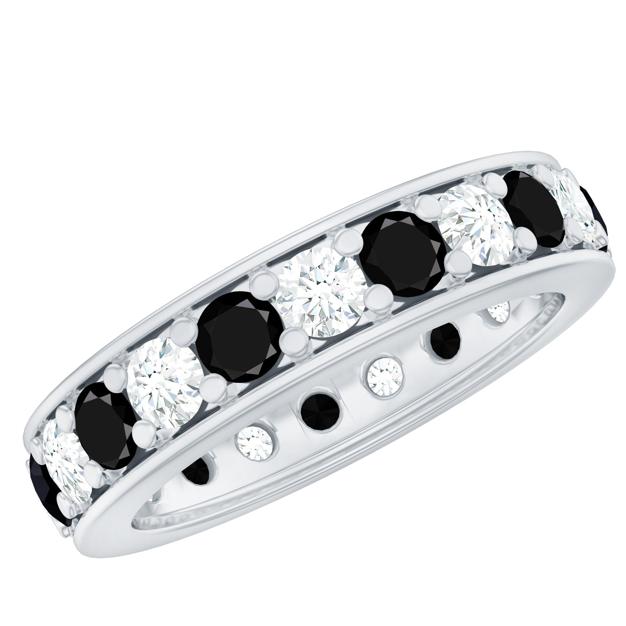Certified Lab Grown Black Diamond Eternity Ring with Moissanite