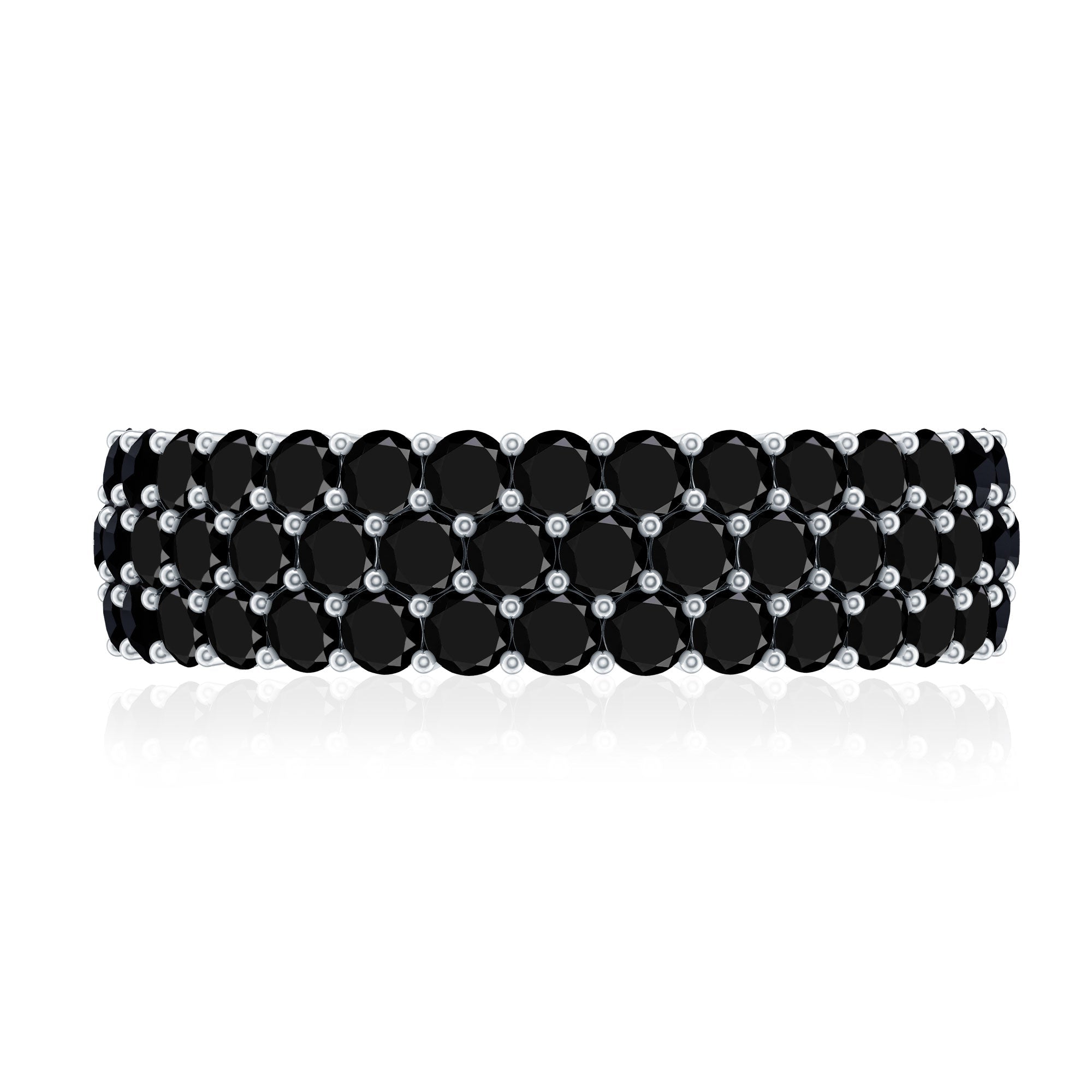 Certified Lab Grown Black Diamond Half Eternity Band Ring for Women