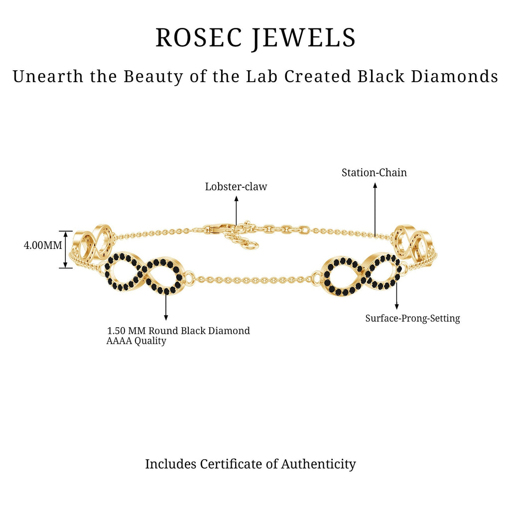 Certified Lab Grown Black Diamond Infinity Chain Bracelet