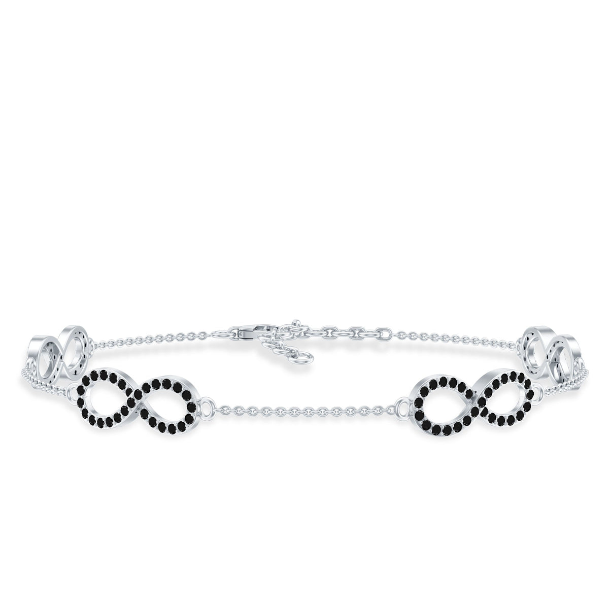 Certified Lab Grown Black Diamond Infinity Chain Bracelet