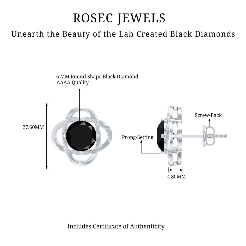 Certified Lab Grown Black Diamond Stud Earrings With Screw Back