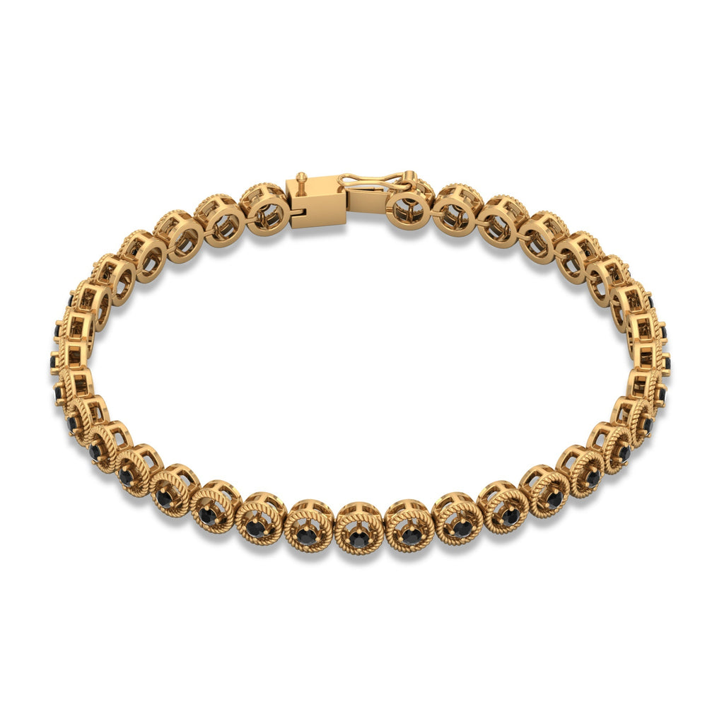 Certified Lab Grown Black Diamond Tennis Bracelet with Rope Frame