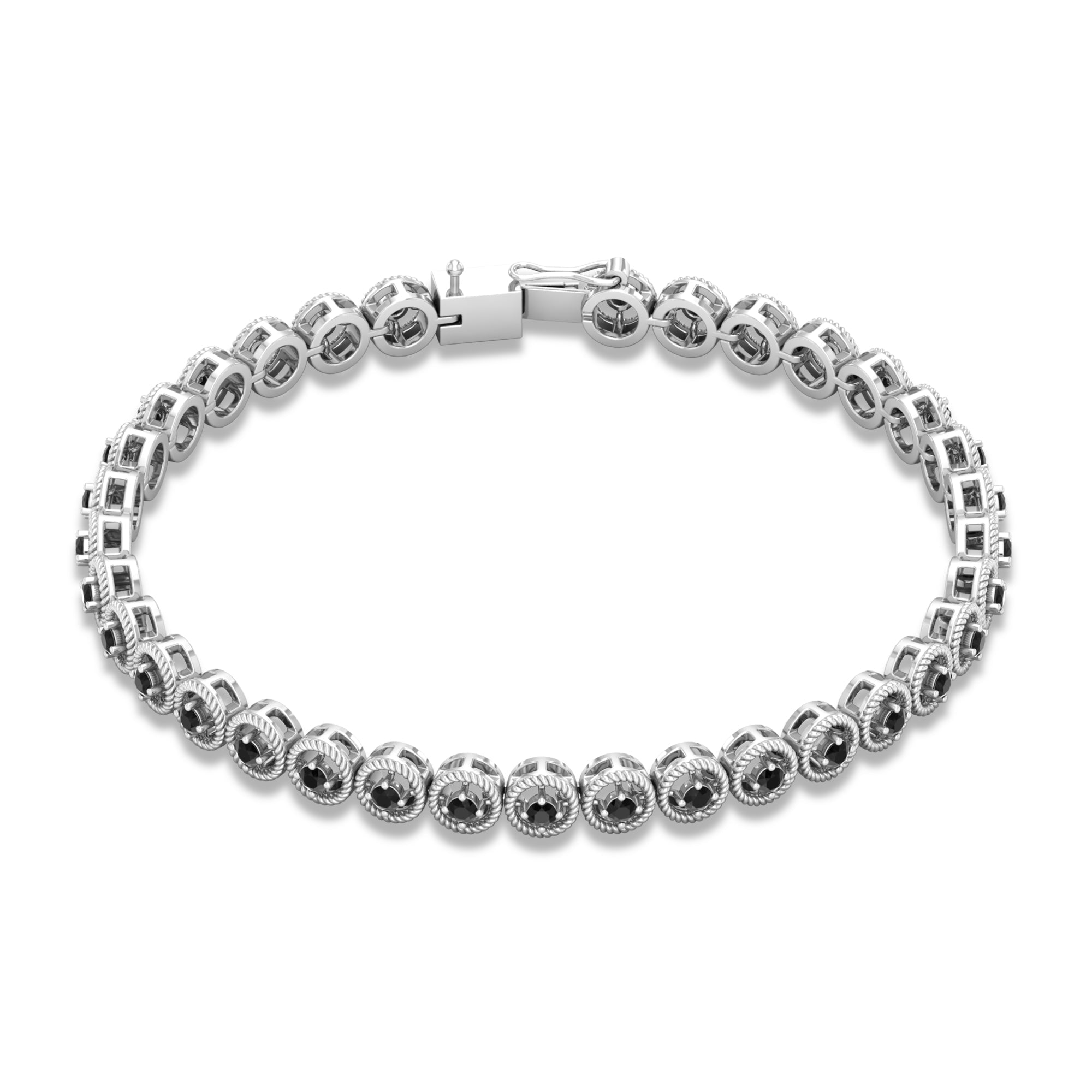 Certified Lab Grown Black Diamond Tennis Bracelet with Rope Frame