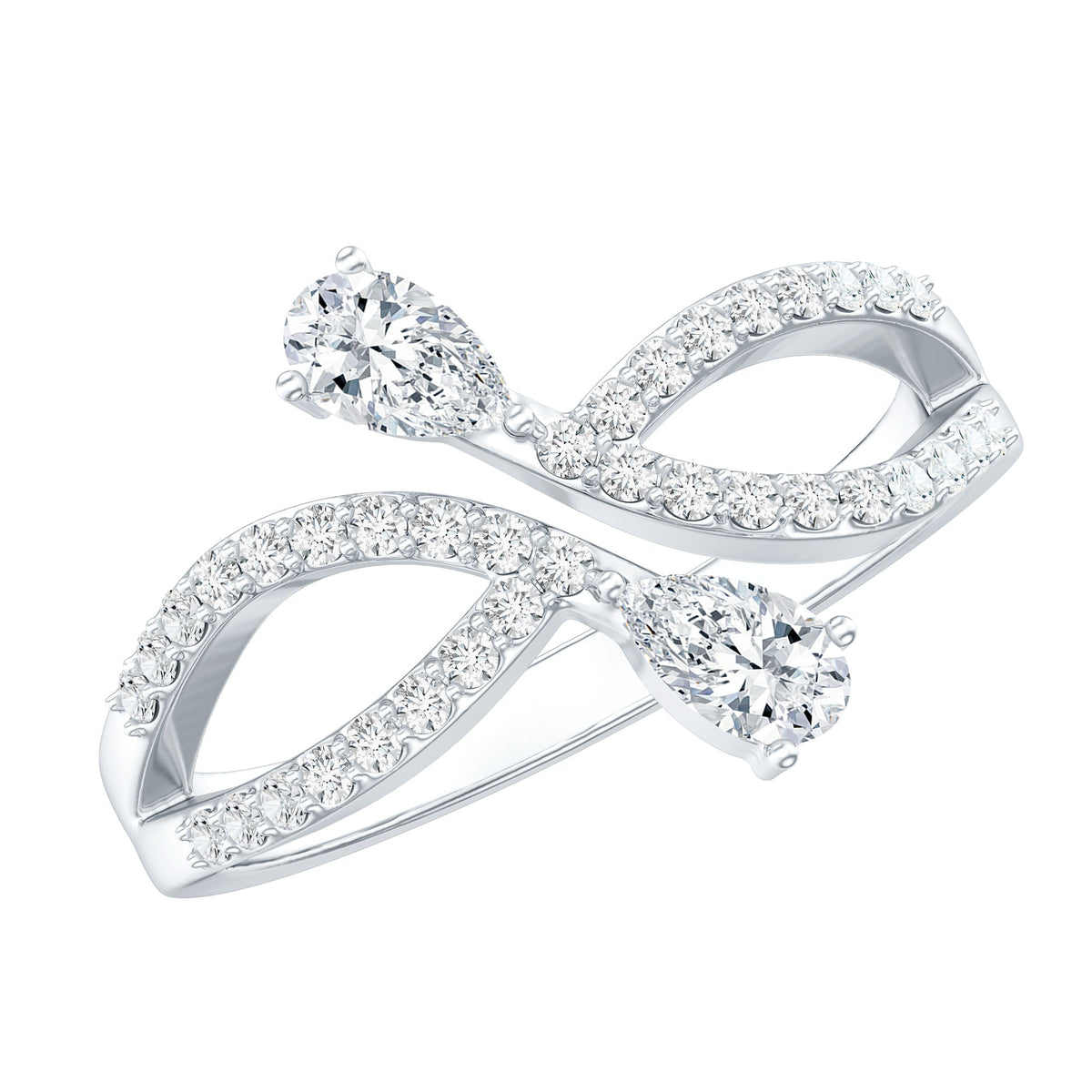 Certified Lab Grown Diamond 2 Stone Infinity Wedding Band