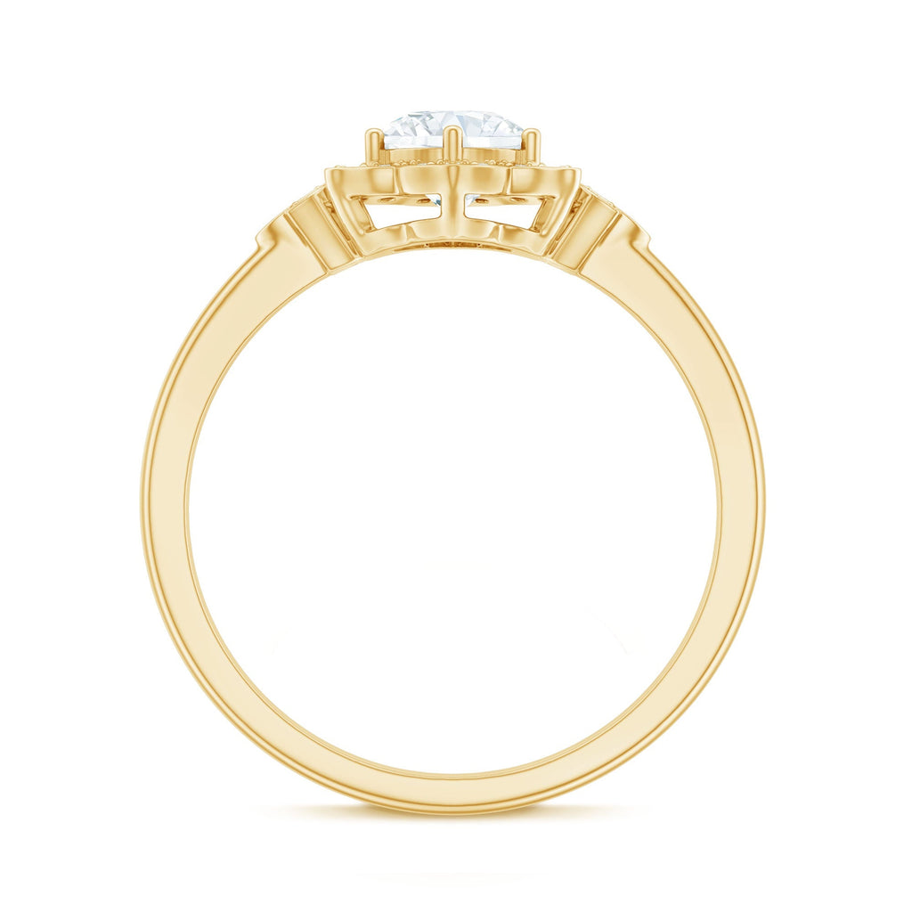Certified Lab Grown Diamond Art Deco Flower Engagement Ring