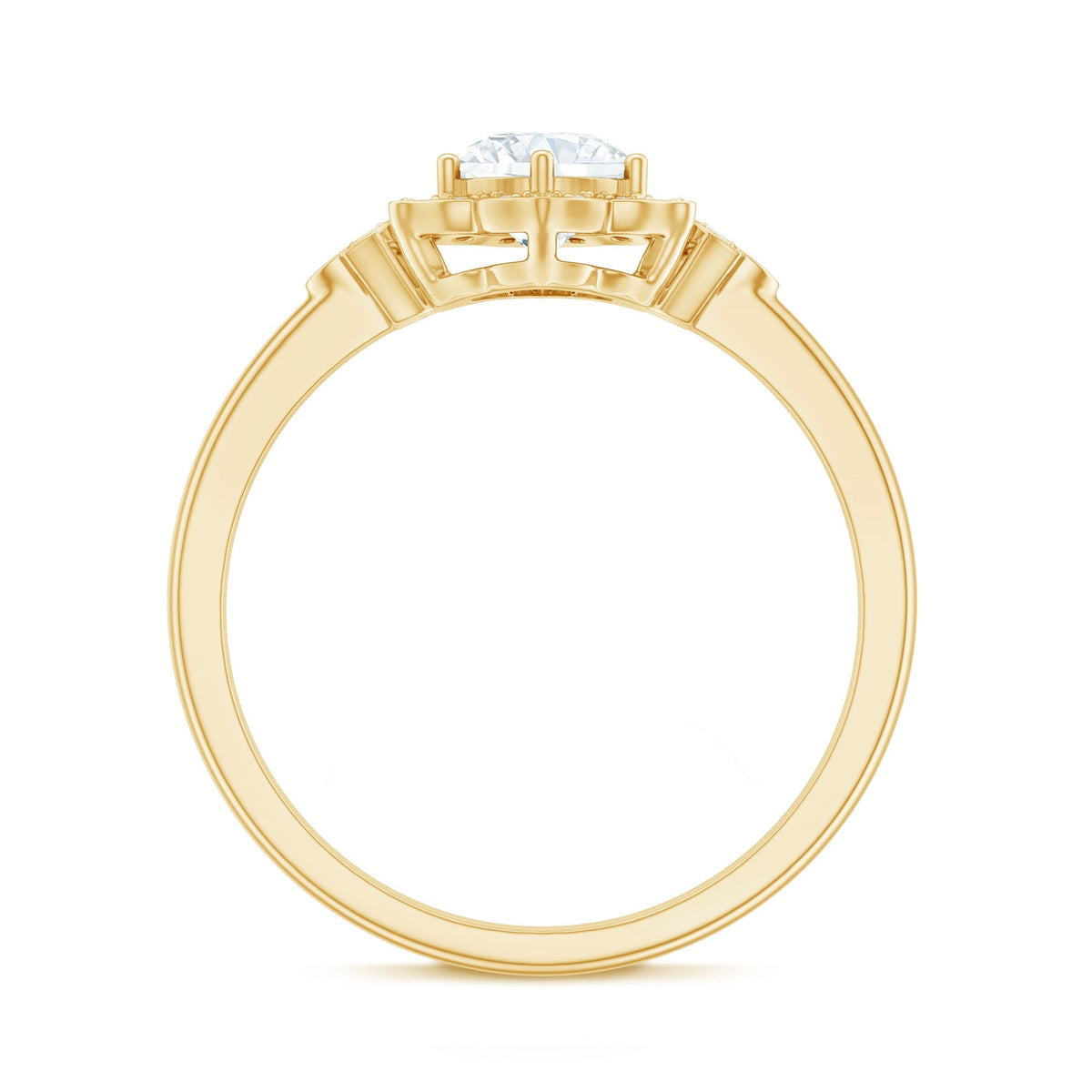 Certified Lab Grown Diamond Art Deco Flower Engagement Ring