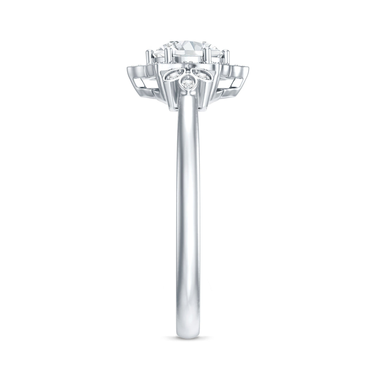 Certified Lab Grown Diamond Art Deco Flower Engagement Ring