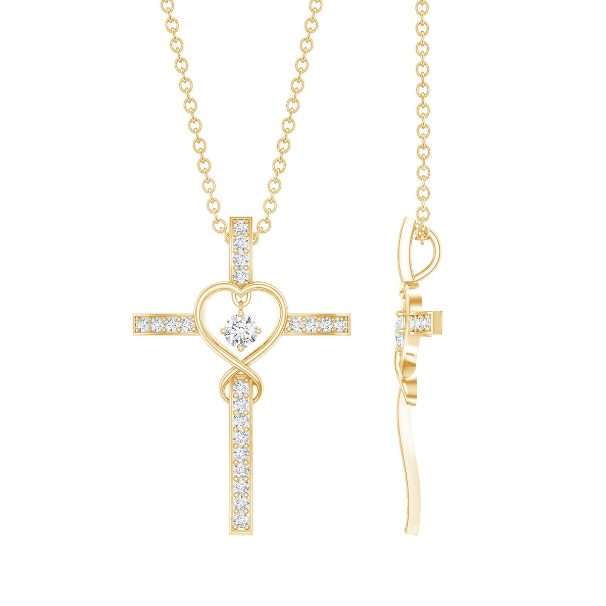 Certified Lab Grown Diamond Cross Heart Necklace