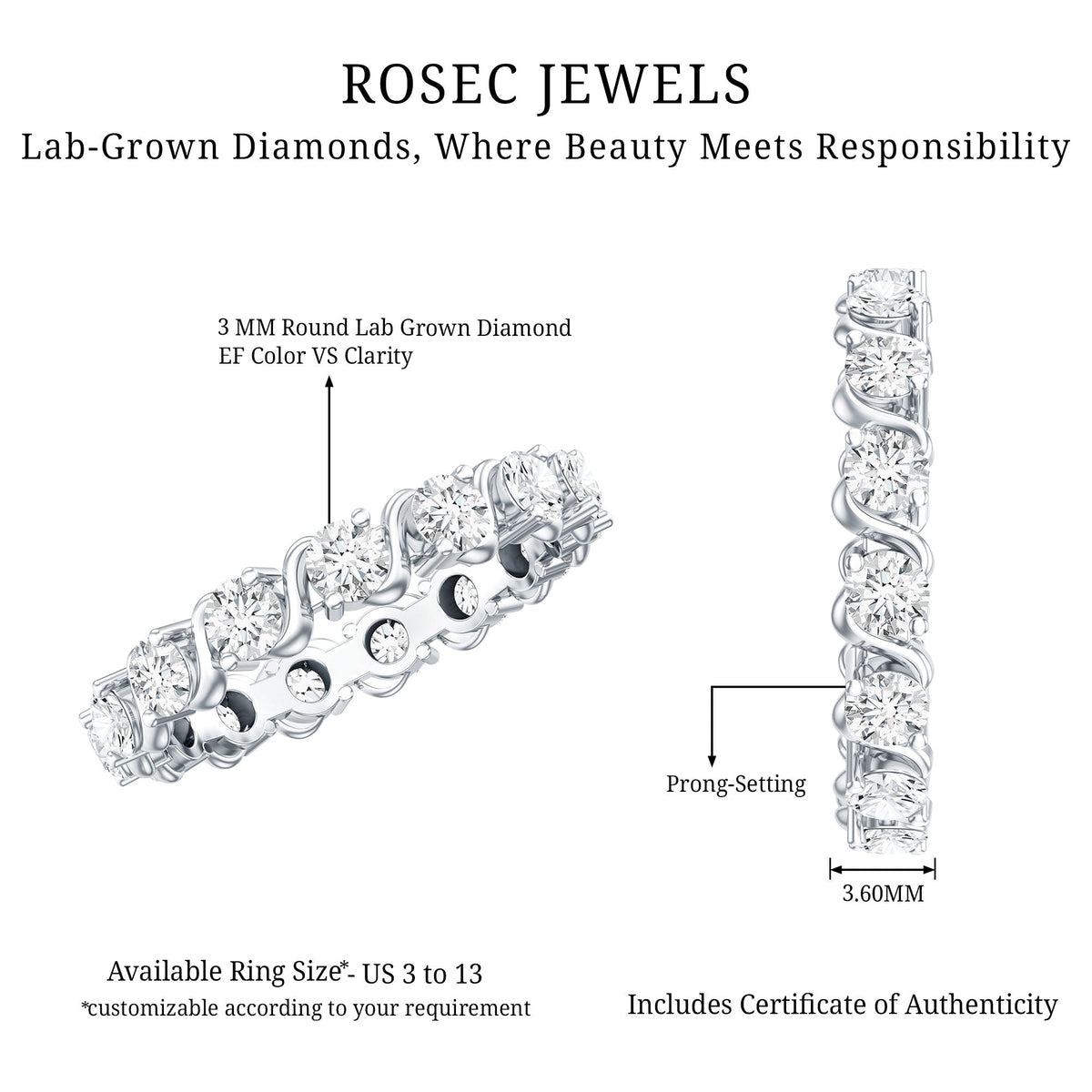 Certified Lab Grown Diamond Eternity Wedding Band