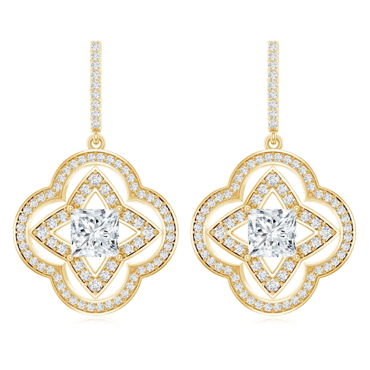 Certified Lab Grown Diamond Floral Drop Earrings