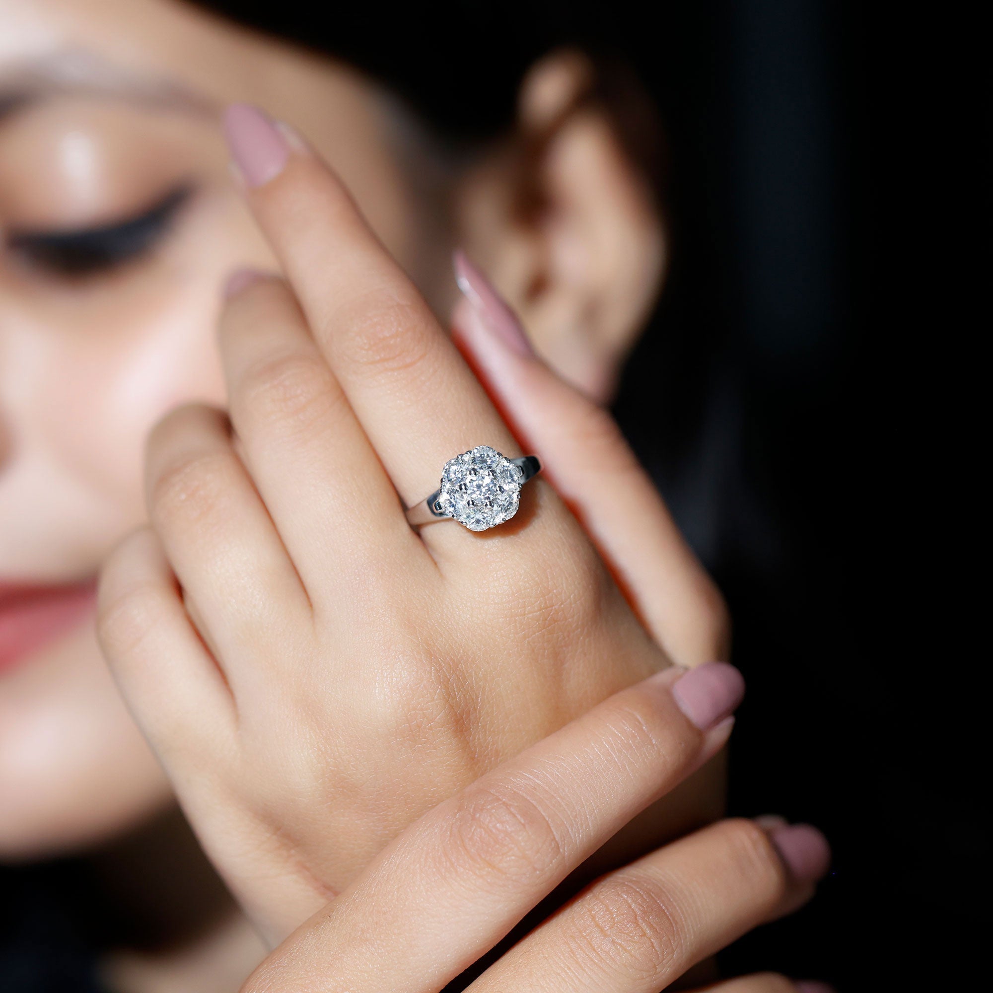 Certified Lab Grown Diamond Flower Engagement Ring