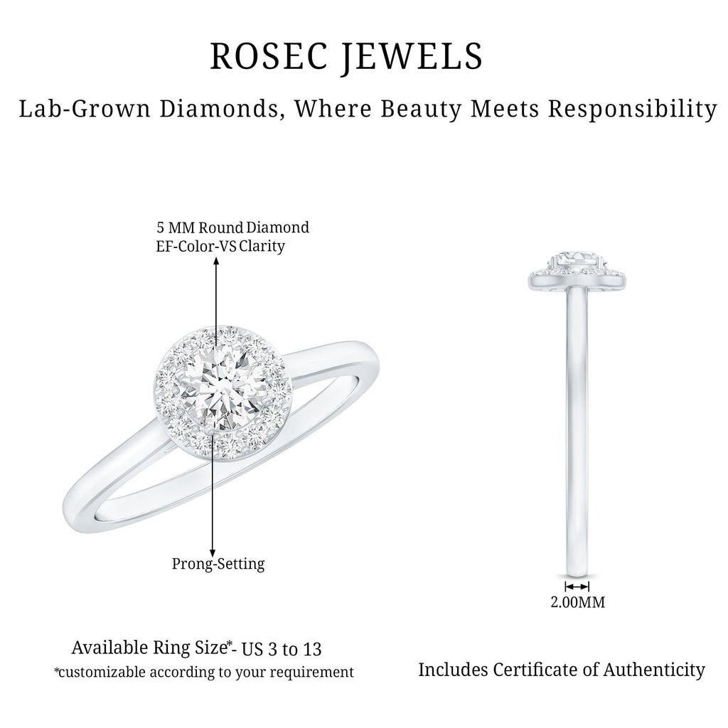 Certified Lab Grown Diamond Halo Promise Engagement Ring