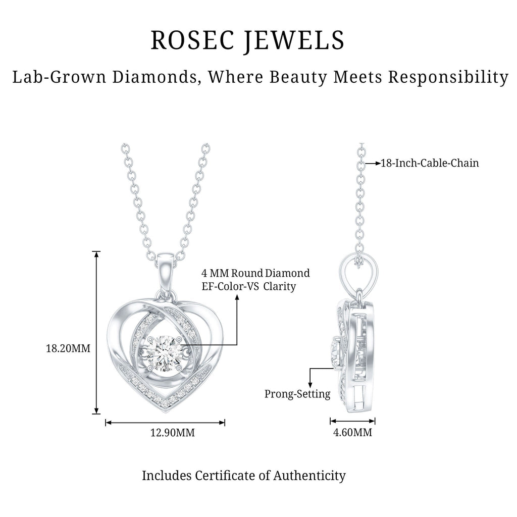 Certified Lab Grown Diamond Heart Pendant Necklace