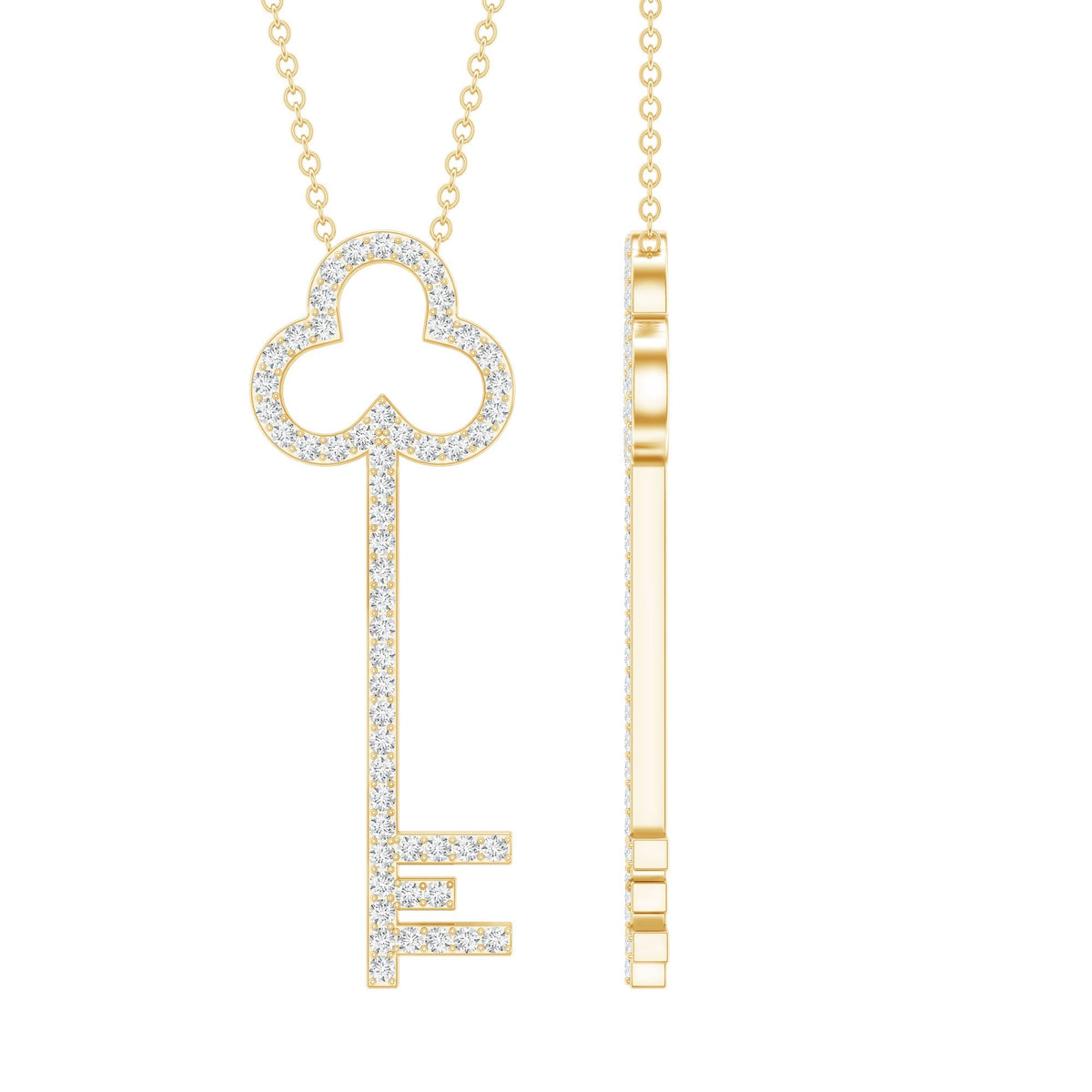 Certified Lab Grown Diamond Key Necklace For Women