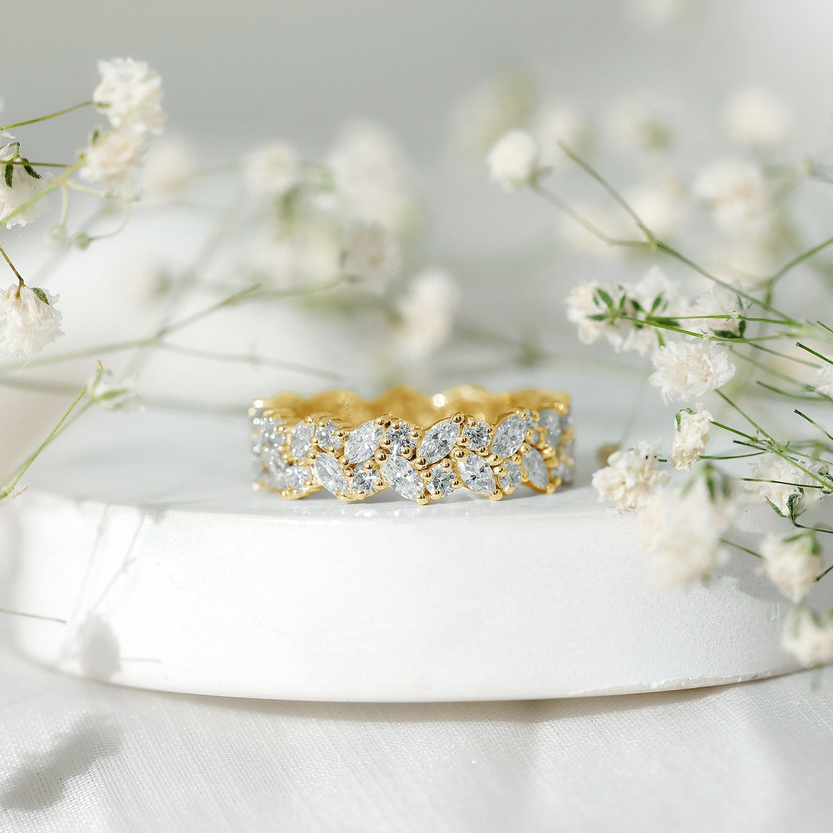 Certified Lab Grown Diamond Leaf Wedding Band