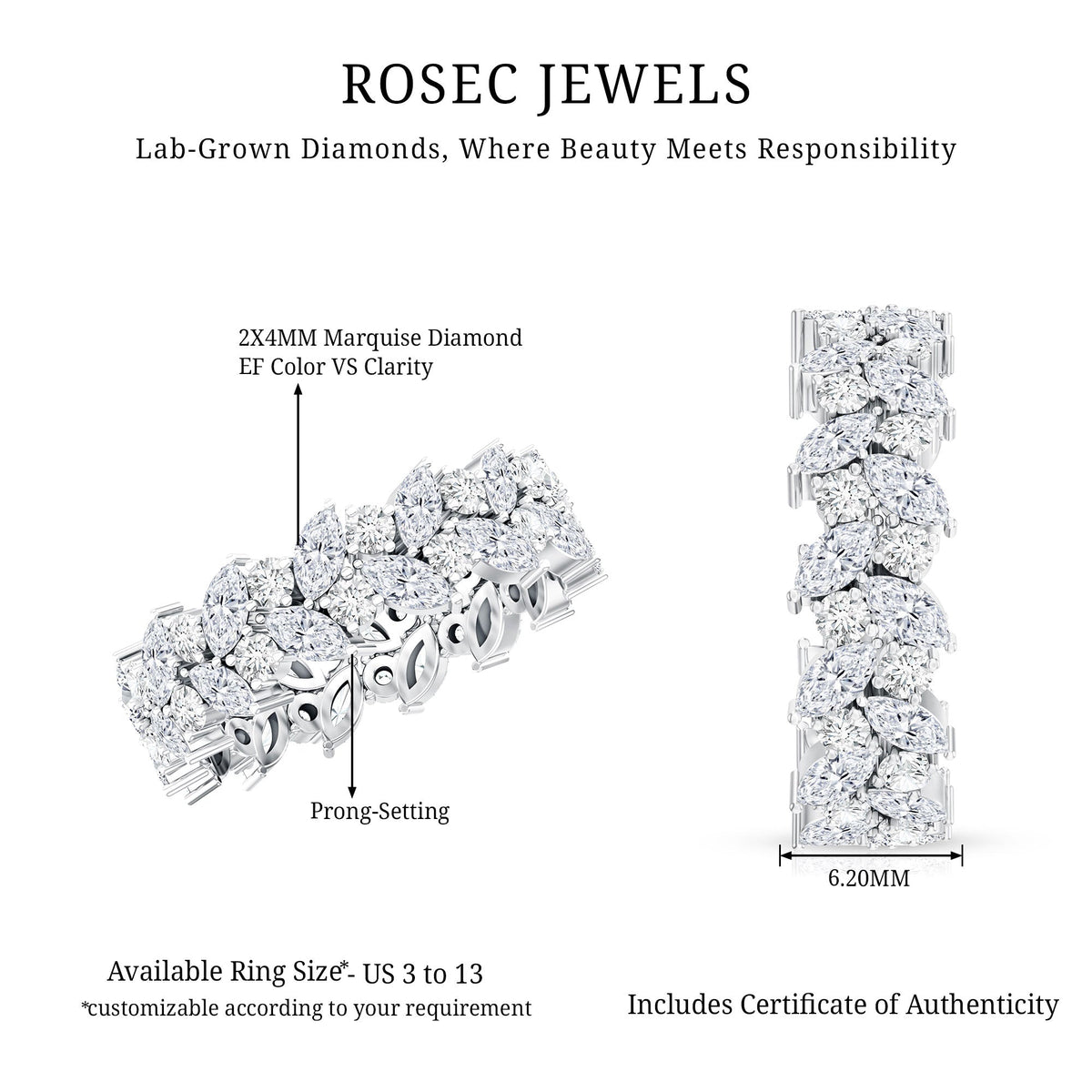 Certified Lab Grown Diamond Leaf Wedding Band