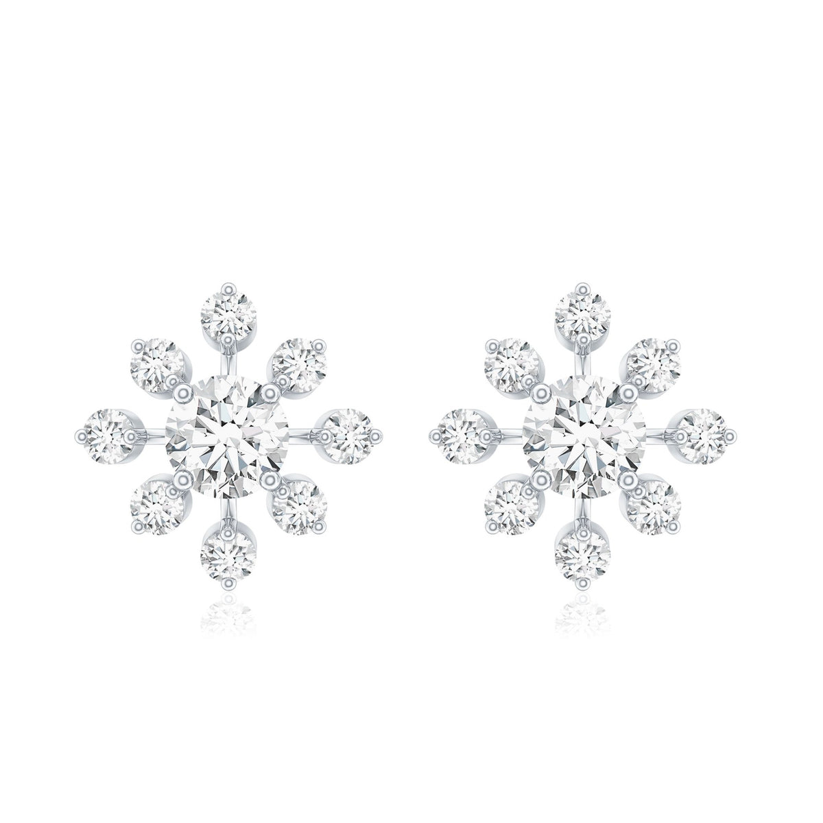 Certified Lab Grown Diamond Snowflake Stud Earrings