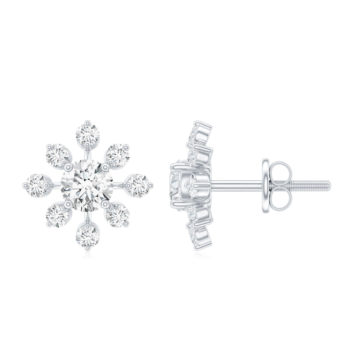 Certified Lab Grown Diamond Snowflake Stud Earrings