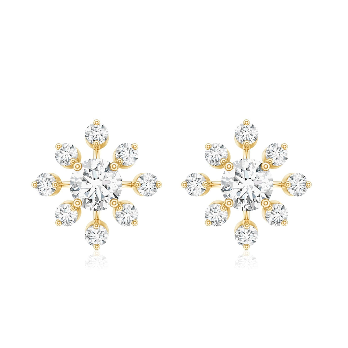 Certified Lab Grown Diamond Snowflake Stud Earrings
