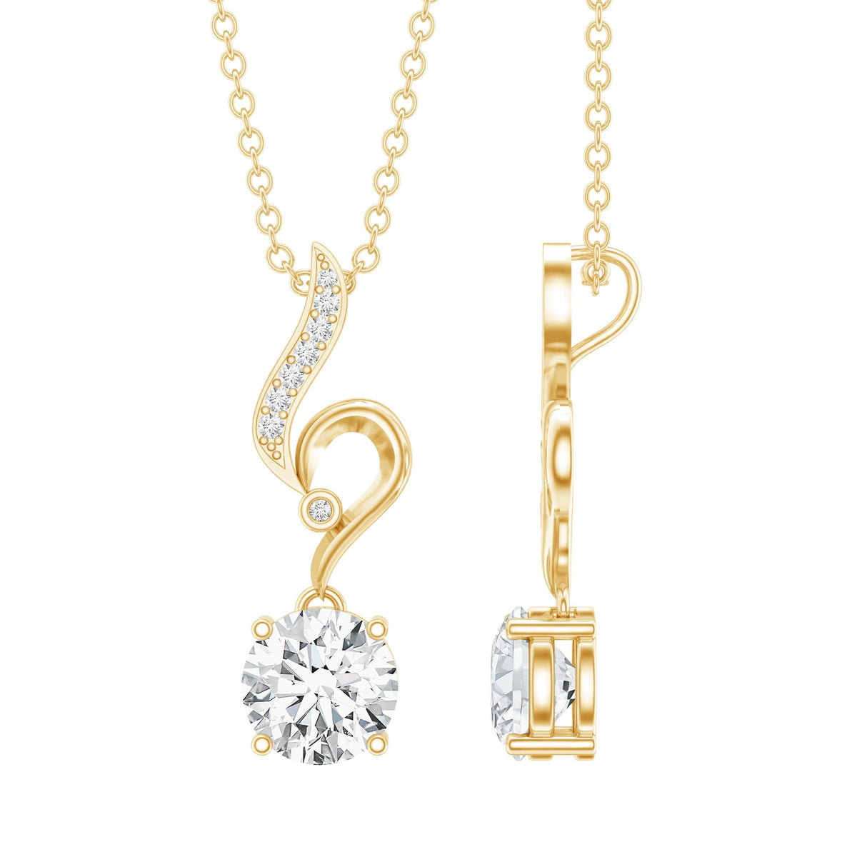 Certified Lab Grown Diamond Solitaire Wedding Necklace