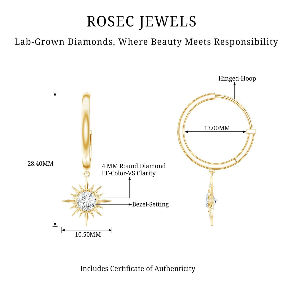Certified Lab Grown Diamond Sunburst Hoop Earrings